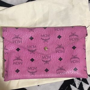 MCM Vibrant Pink Logo Clutch